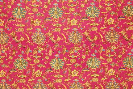 Red Background Chinese Pattern Fabric Wallpaper Texture Map