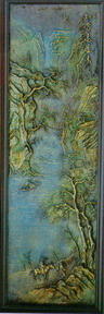Chinese Traditional Lucky PatternMetal Bas Relief Texture Map Divider Screen