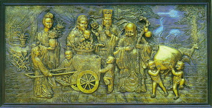 Bronze Relief Texture Map: Chinese and European Famouse Painting