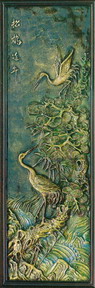 Chinese Traditional Lucky PatternMetal Bas Relief Texture Map Divider Screen