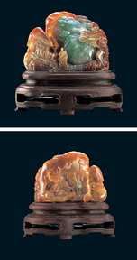 Jade carved interior 3d texture mapping