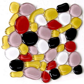 The colorful oval-shaped crystal clear glass mosaic 3D texturing