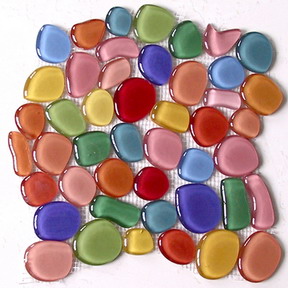 The colorful oval-shaped crystal clear glass mosaic 3D texturing