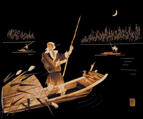 Reed painting of ferry the fishermen 3D post-mapping