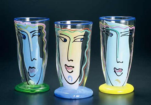 Colored transparent glass vase,Art vase,Painted vase