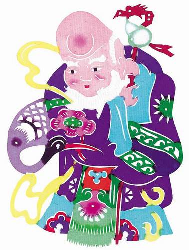 The star or deity of longevity paper-cut
