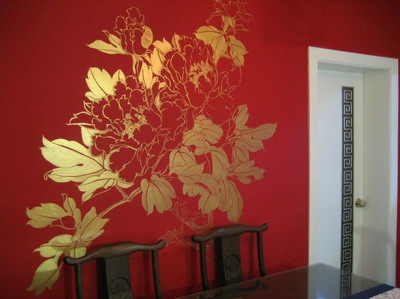 Hand-painted wall texture, flowers, simple painted walls