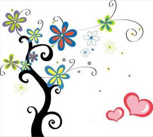 Hand-painted wall texture, flowers, simple painted walls