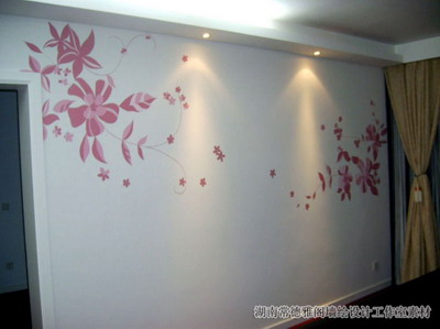 Hand-painted wall texture, flowers, simple painted walls