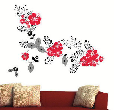 Hand-painted wall texture, flowers, simple painted walls