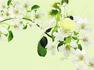Hand-painted wall texture, flowers, simple painted walls
