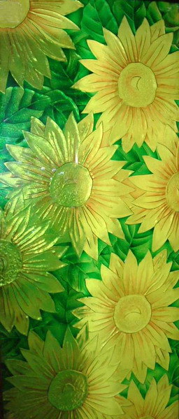 Leaves and Flowers Pattern Decorative Glass Texture Map