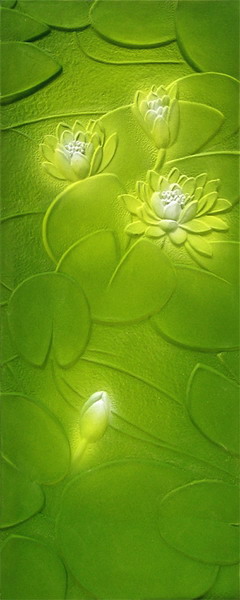 Art Glass Collection:  Green Lotus Pattern Glass Texture Maps Download Free
