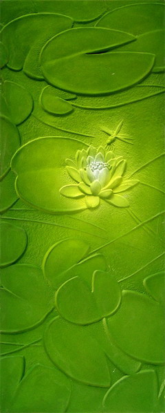 Art Glass Collection:  Green Lotus Pattern Glass Texture Maps Download Free