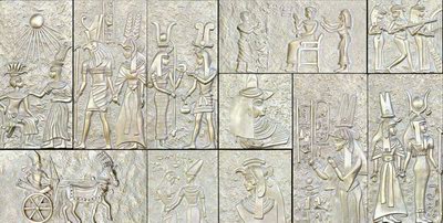 Egyptian Bas-Relief Sculpture 3D Texture Map