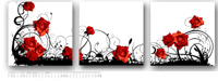 Red flowers ink painting