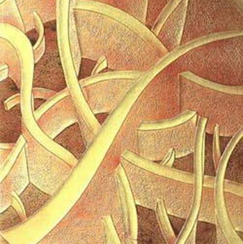 Golden cross lines glass painting map