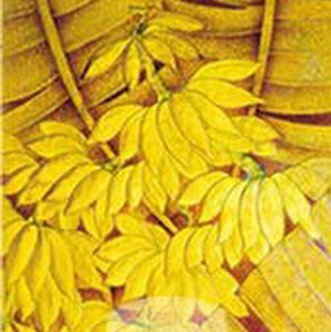 Gold plants glass painting map