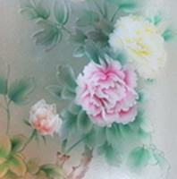 Multicolor peony glass stained map