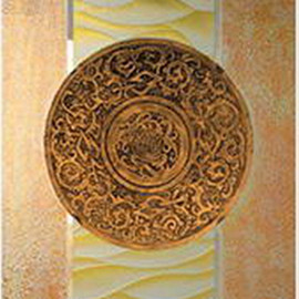 Bronze glass painting map