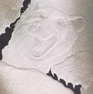The ferocious lion stained glass map