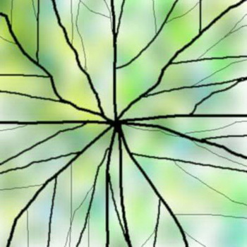 Green lotus leaf stained glass map