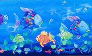 Blue cartoon undersea world wallpaper