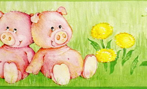 Sweet cartoon pig lovers wallpaper