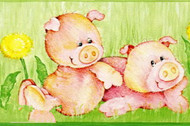 Sweet cartoon pig lovers wallpaper