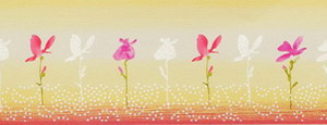Butterfly floral pattern stripe wallpaper