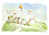 The romantic warm hand-painted wallpaper-2
