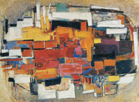 Indoors abstract figure painting wallpaper