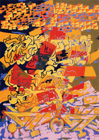 Yellow oil painting wallpaper map