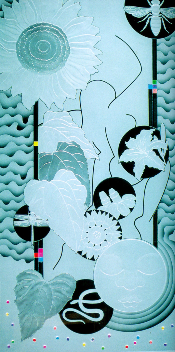 Plants embossed glass tile MAP Material