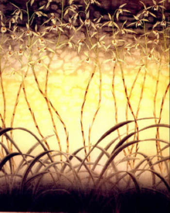 The evening of reed marshes stained-glass map