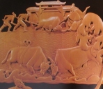 Classical Chinese legend wood relief