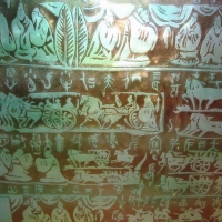 Ancient Character and Pattern Bas-Relief Glass Partition Texture Map