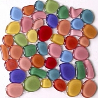 The colorful oval-shaped crystal clear glass mosaic 3D texturing